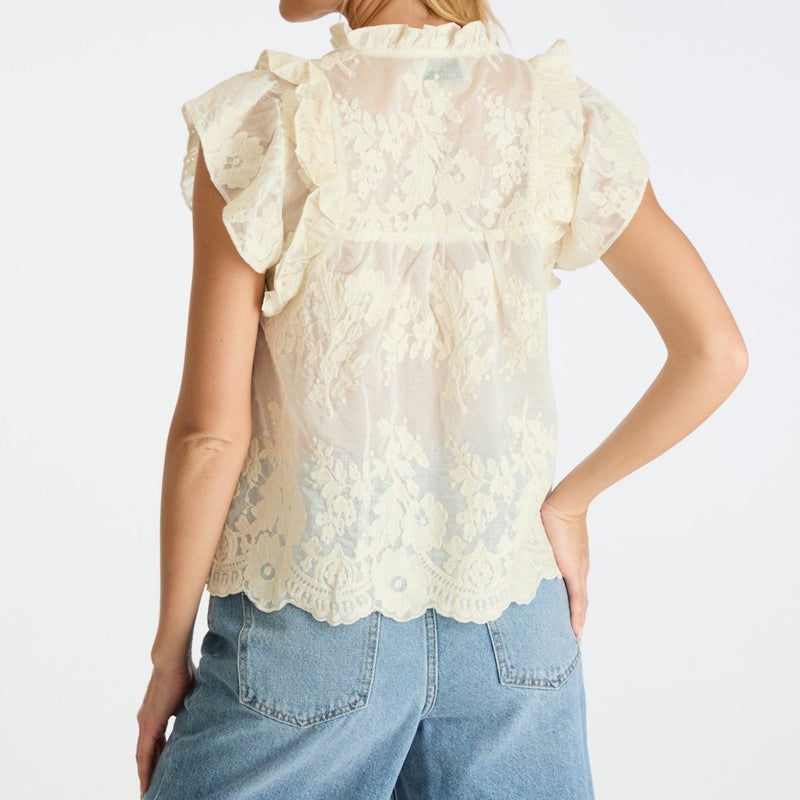 Neo Noir Jayla Big Embroidery Top Off White