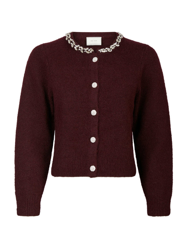 Neo Noir Marie Stone Knit Cardigan Wine (Forudbestil - lev. november)