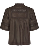 Neo Noir Siama S Voile Bluse Dark Brown NOS26, brun bluse