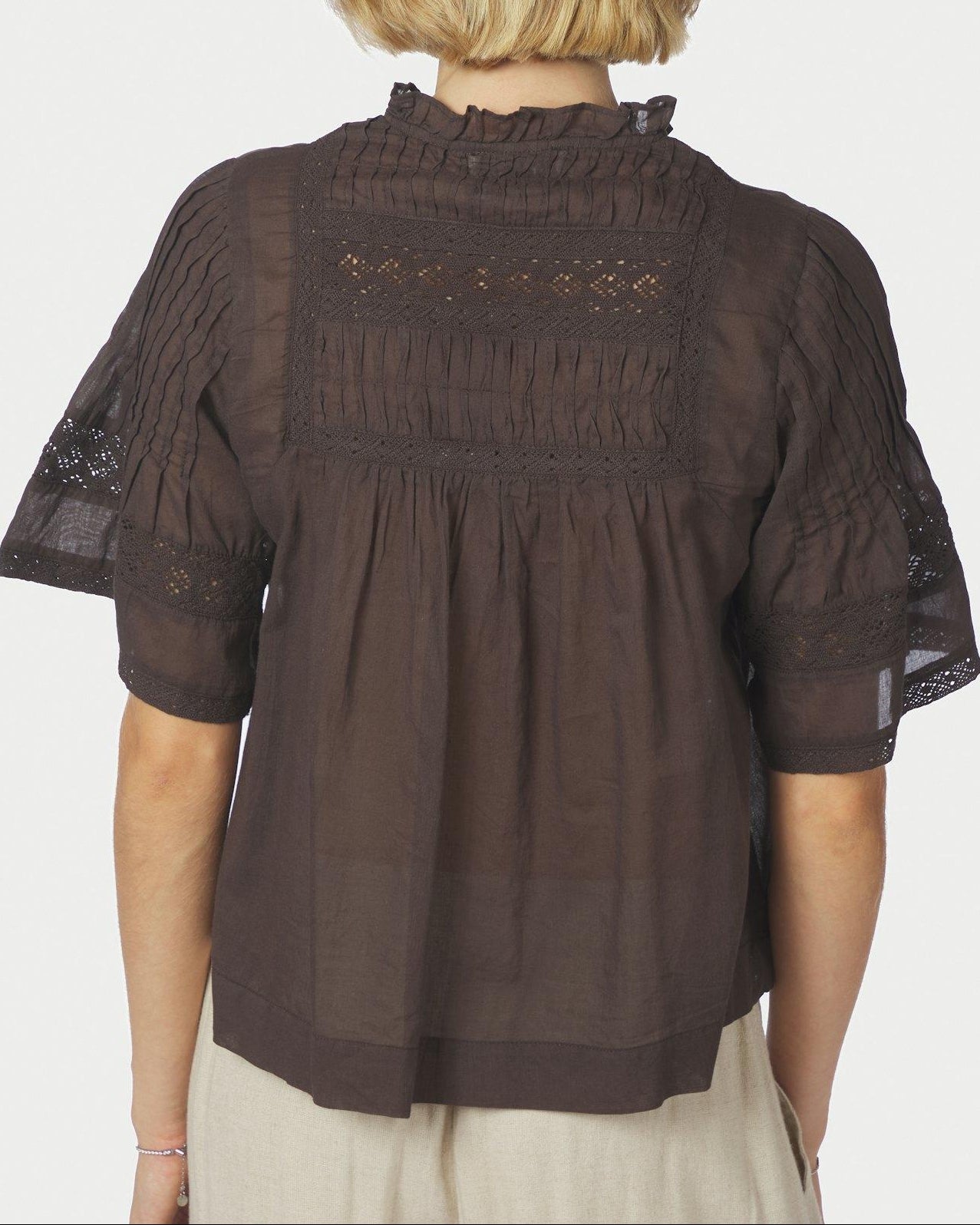 Neo Noir Siama S Voile Bluse Dark Brown NOS26, brun bluse