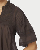 Neo Noir Siama S Voile Bluse Dark Brown NOS26, brun bluse