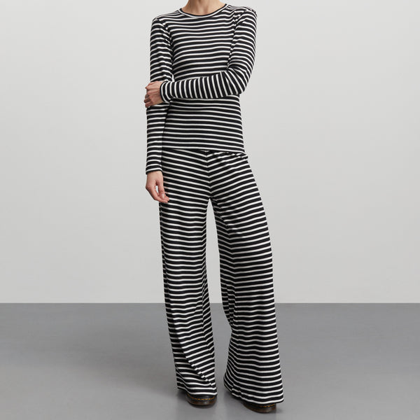 Mads Nørgaard Cotton Stripe Tuba LS Bluse Black/White Alyssum