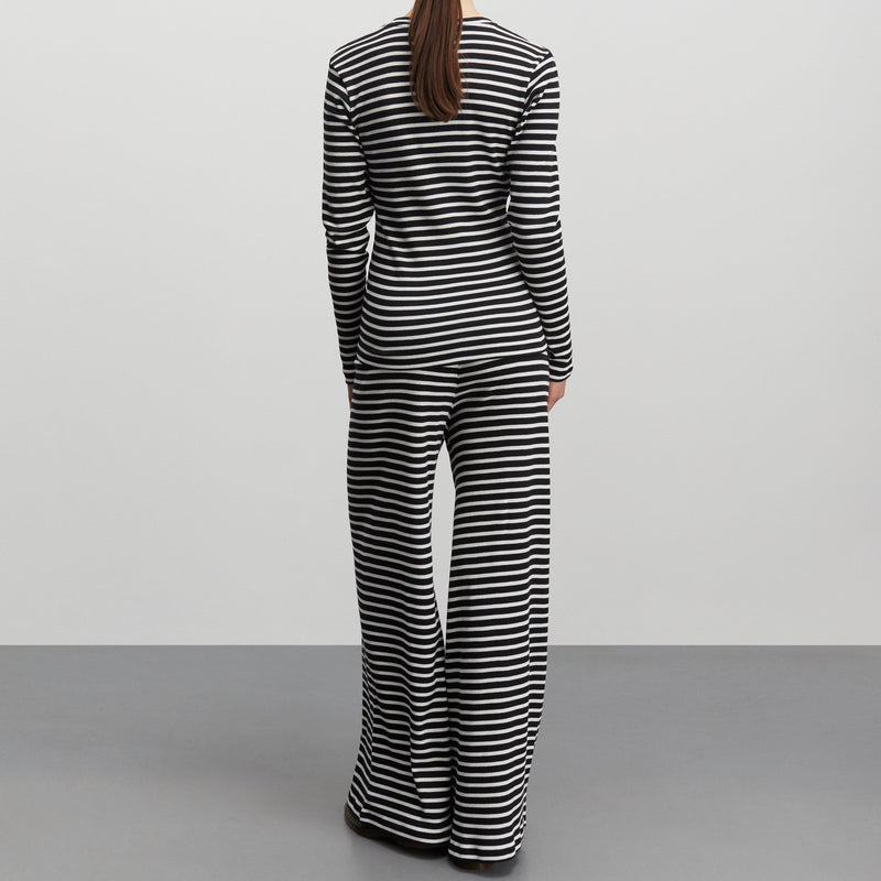 Mads Nørgaard Cotton Stripe Veran Bukser Black/White Alyssum