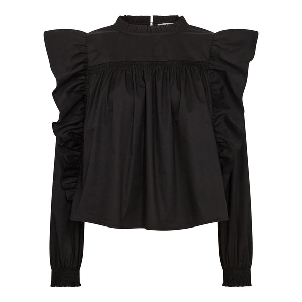 Co'Couture Cotton Crisp Frill Skjorte Black