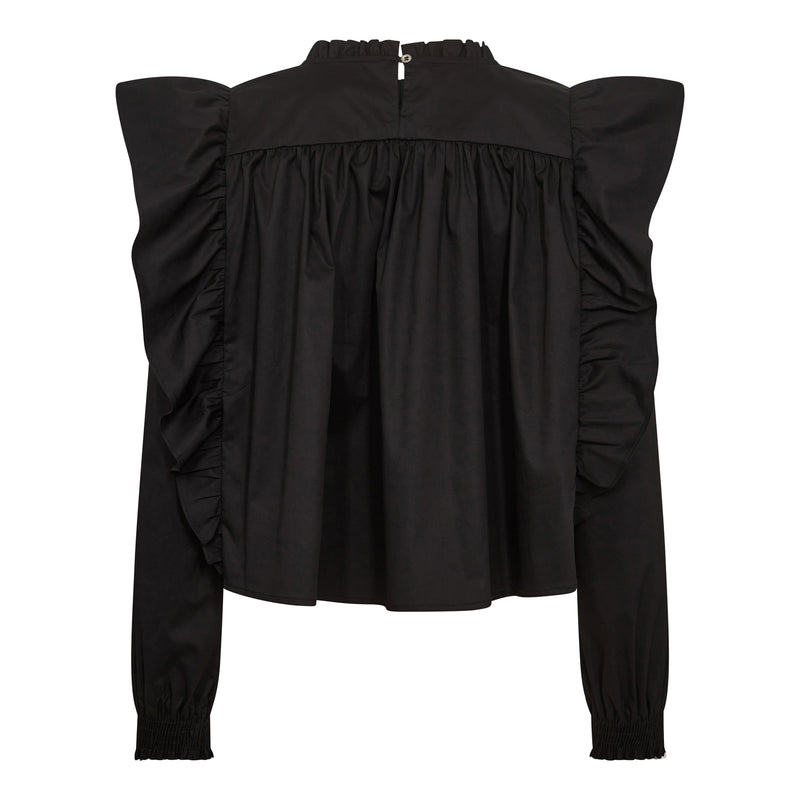 Co'Couture Cotton Crisp Frill Skjorte Black