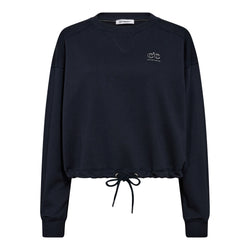 Co'Couture Clean Crop Tie Sweatshirt Navy