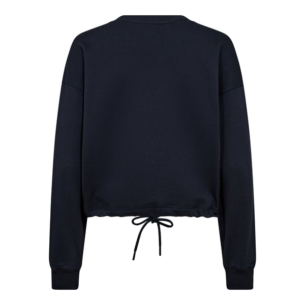 Co'Couture Clean Crop Tie Sweatshirt Navy