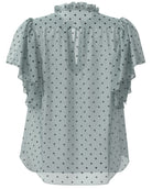 Co'Couture Dionne Dot SS Frill Top Pale Blue, blå top