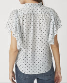 Co'Couture Dionne Dot SS Frill Top Pale Blue, blå top