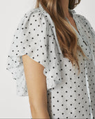 Co'Couture Dionne Dot SS Frill Top Pale Blue, blå top