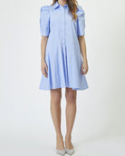 Co'Couture Mica Stripe SS Skjorte Kjole Pale Blue, blå skjortekjole