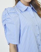 Co'Couture Mica Stripe SS Skjorte Kjole Pale Blue, blå skjortekjole