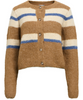 Object Galia LS Knit Cardigan Tannin Stripes/White Dark Denim NOA25