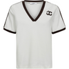 Co'Couture Edge Stripe V T-shirt Off White/Mocca