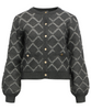 Object Piluna LS Knit Cardigan Dark Grey Melange/Cloud Dancer