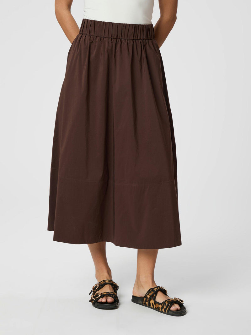 Neo Noir Yara Poplin Nederdel Dark Brown