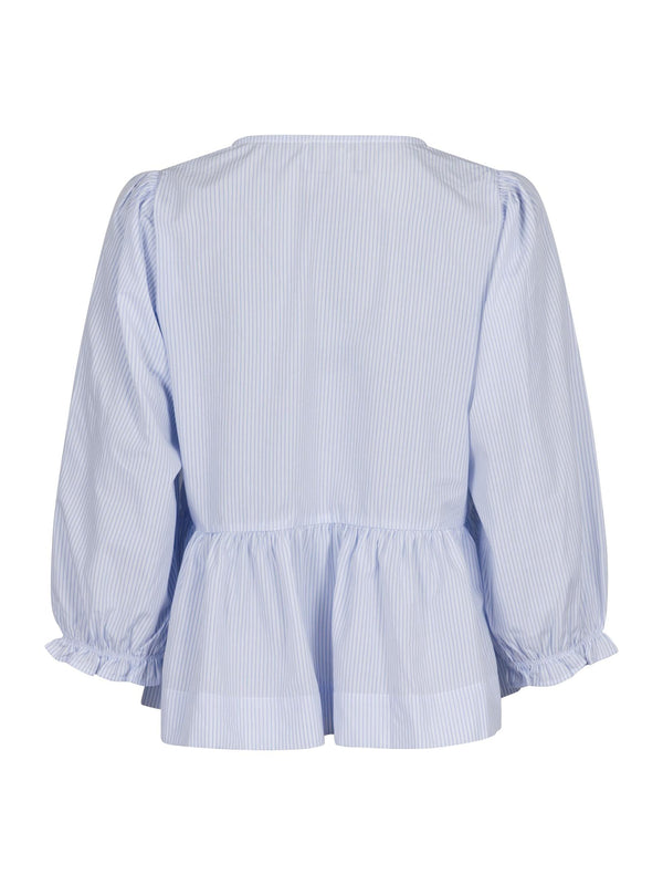 Neo Noir Bella Slim Stripe Bluse Light Blue Stripe