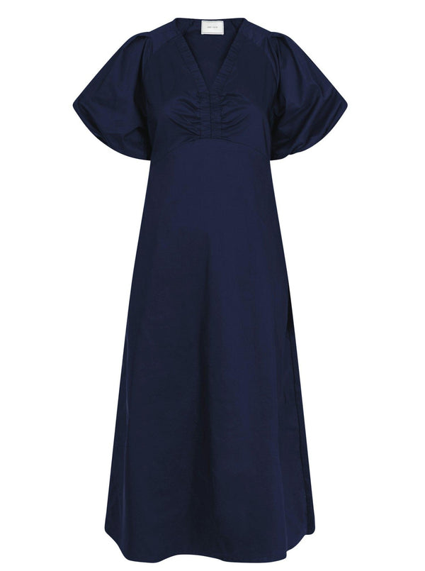 Neo Noir Illana Poplin Kjole Navy