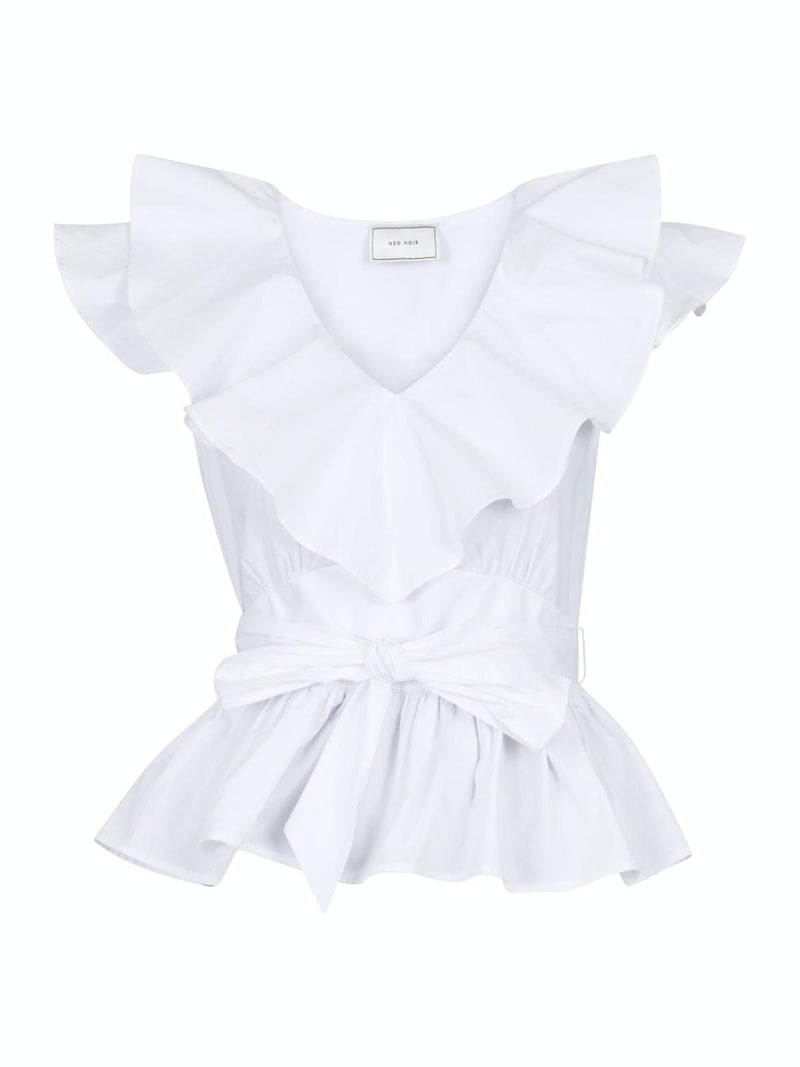 Neo Noir Joseline Poplin Top White