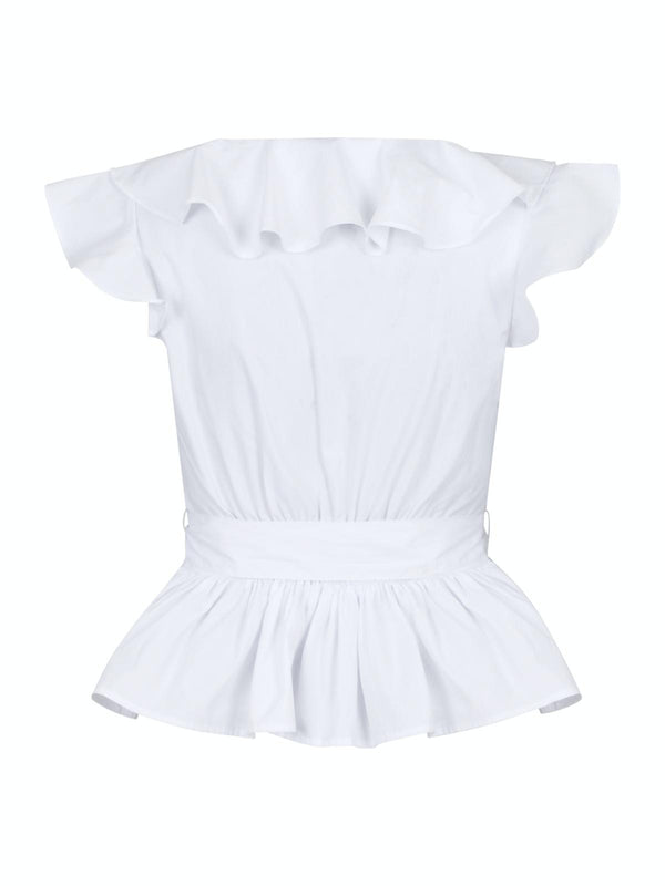 Neo Noir Joseline Poplin Top White