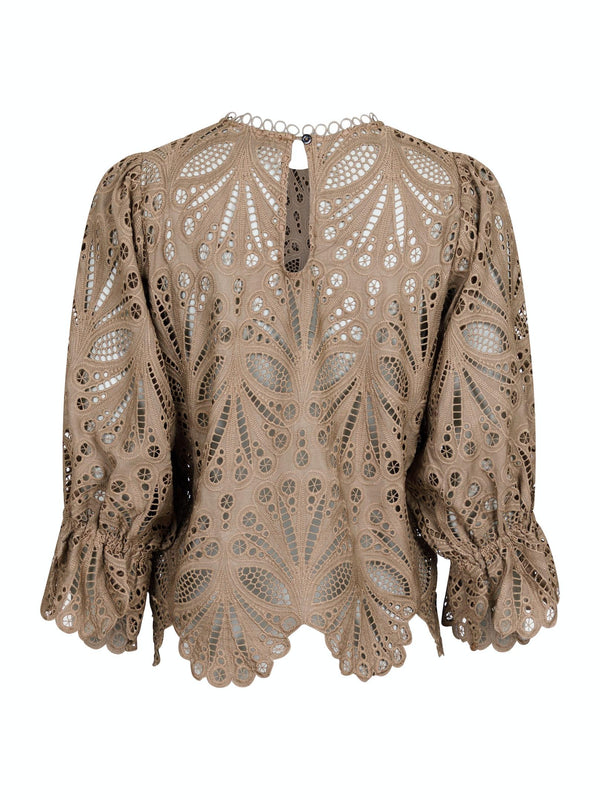 Neo Noir Adela Embroidery Bluse Taupe