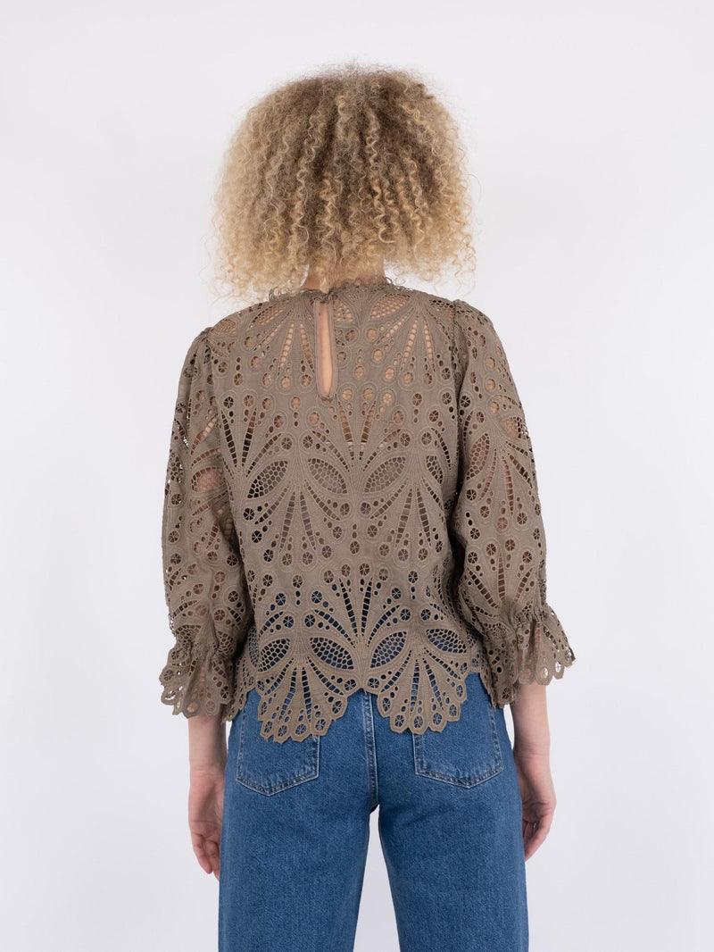 Neo Noir Adela Embroidery Bluse Taupe