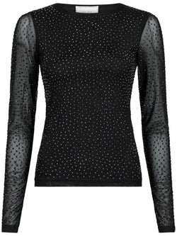 Neo Noir Basira Stone Mesh Bluse Black