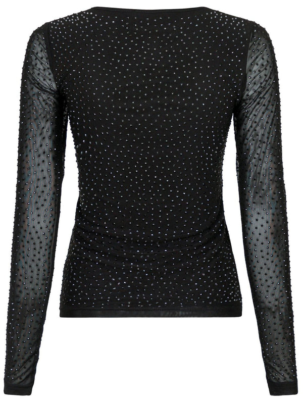 Neo Noir Basira Stone Mesh Bluse Black