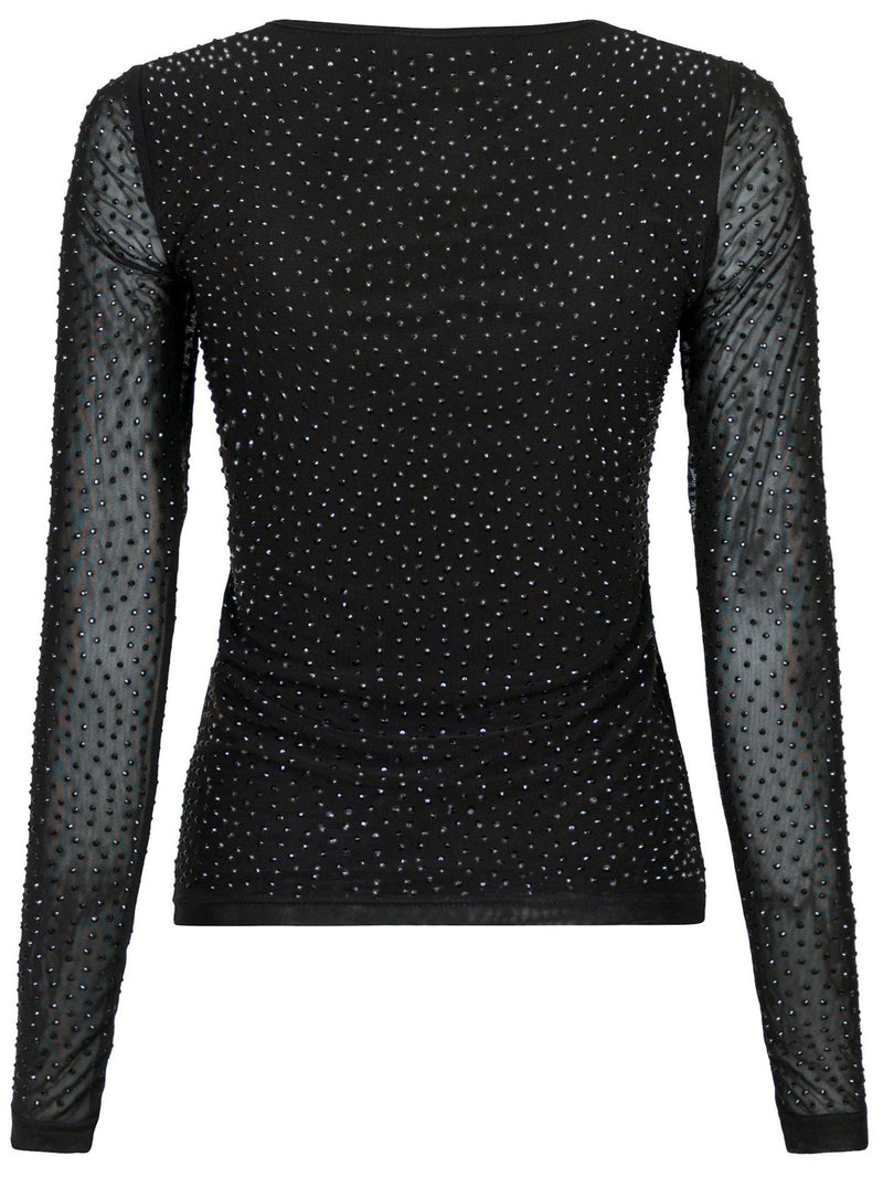 Neo Noir Basira Stone Mesh Bluse Black