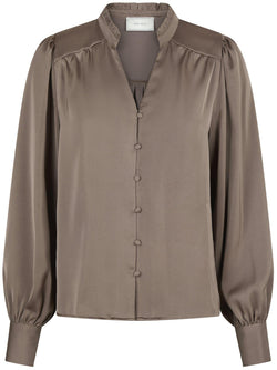 Neo Noir Massima Drapy Bluse Dark Taupe