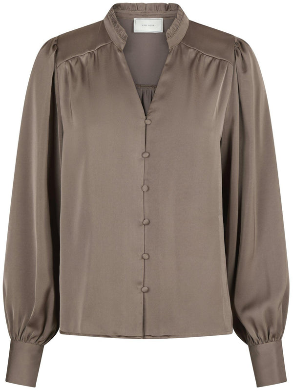 Neo Noir Massima Drapy Bluse Dark Taupe