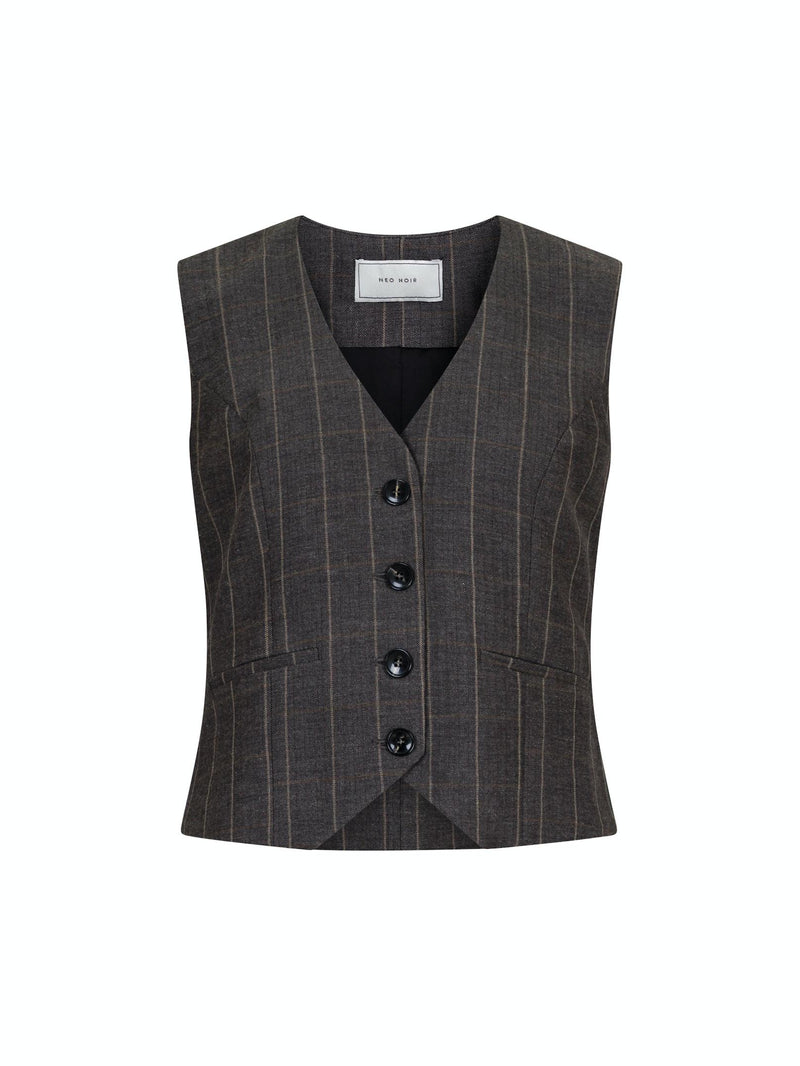 Neo Noir Vendetta Soft Check Vest Dark Grey