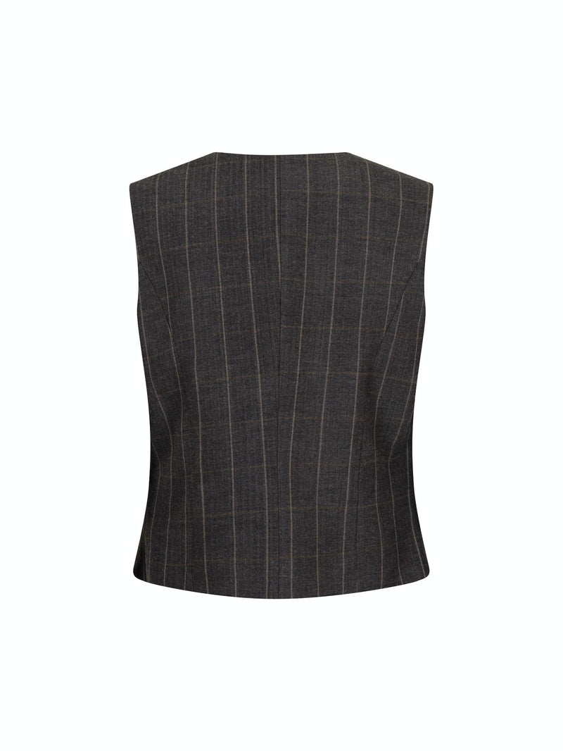 Neo Noir Vendetta Soft Check Vest Dark Grey