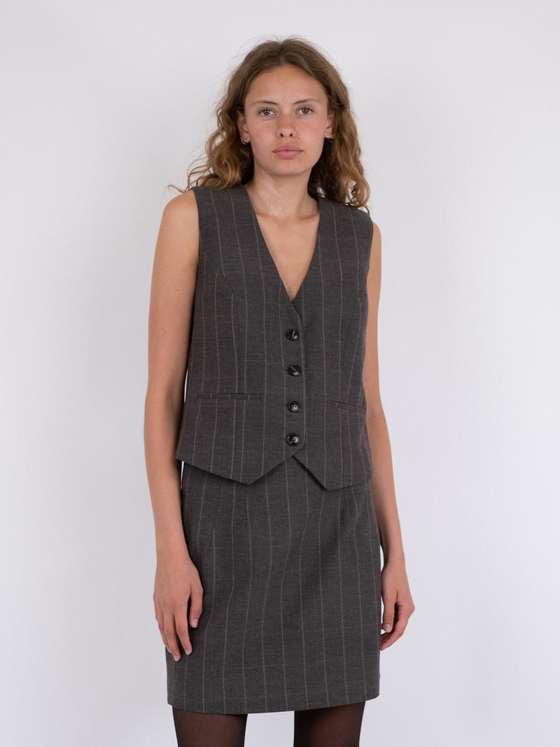 Neo Noir Vendetta Soft Check Vest Dark Grey