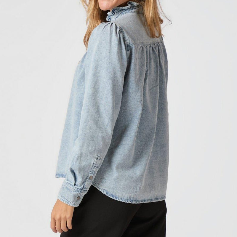 Neo Noir Justine Denim Skjorte Light Blue