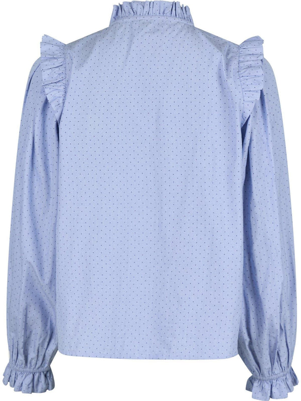 Neo Noir Charly Mini Dot Bluse Light Blue