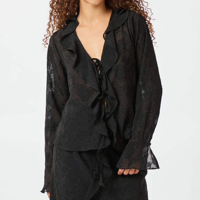 Neo Noir Anika Burnout Bluse Black