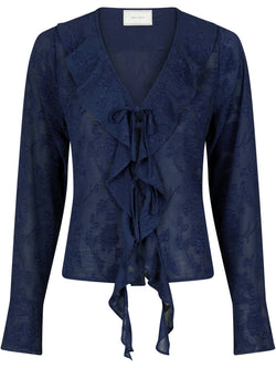 Neo Noir Anika Burnout Bluse Navy