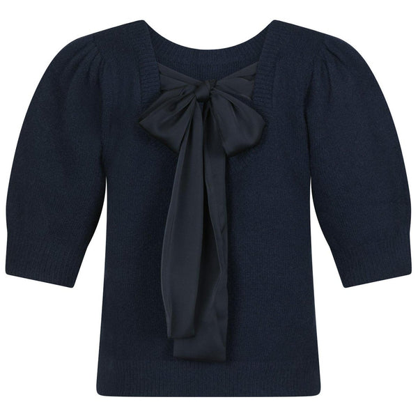 Neo Noir Martha Bow Knit T-shirt Navy