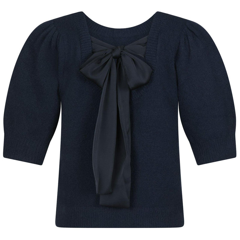 Neo Noir Martha Bow Knit T-shirt Navy