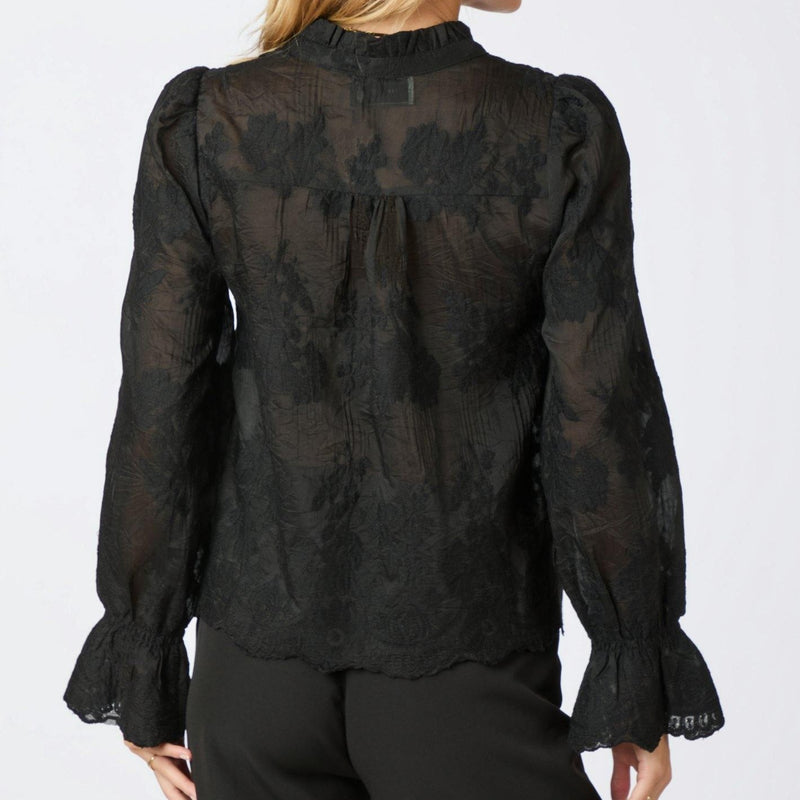 Neo Noir Amara Big Embroidery Bluse Black