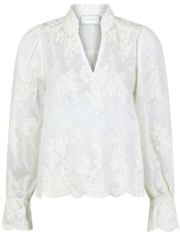 Neo Noir Amara Big Embroidery Bluse Off White