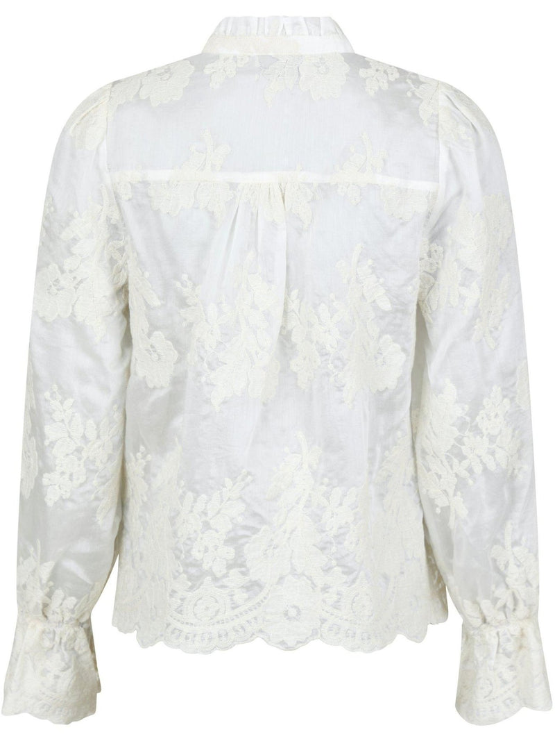 Neo Noir Amara Big Embroidery Bluse Off White