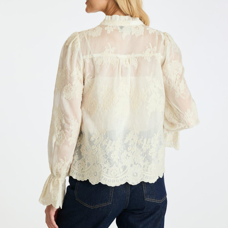 Neo Noir Amara Big Embroidery Bluse Off White