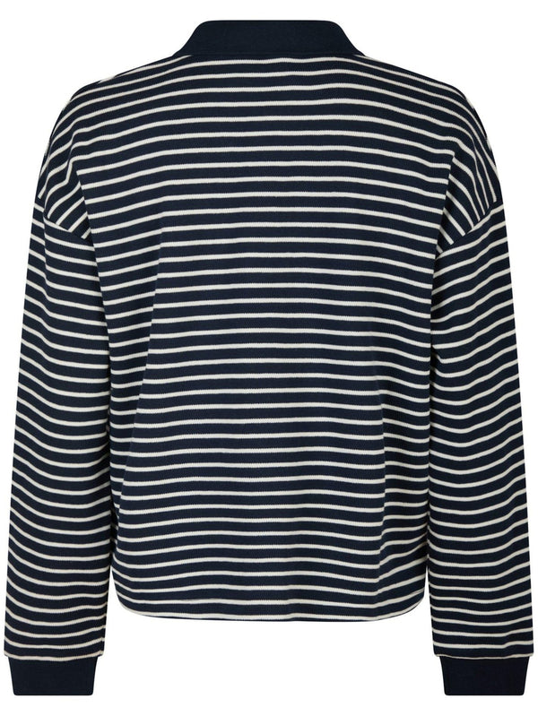 Neo Noir Sara Stripe Polo Bluse Navy