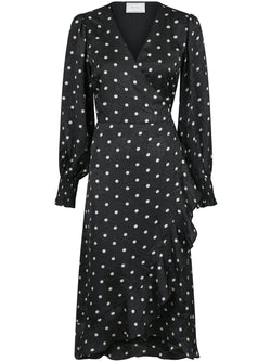 Neo Noir Eva Retro Dot Kjole Black