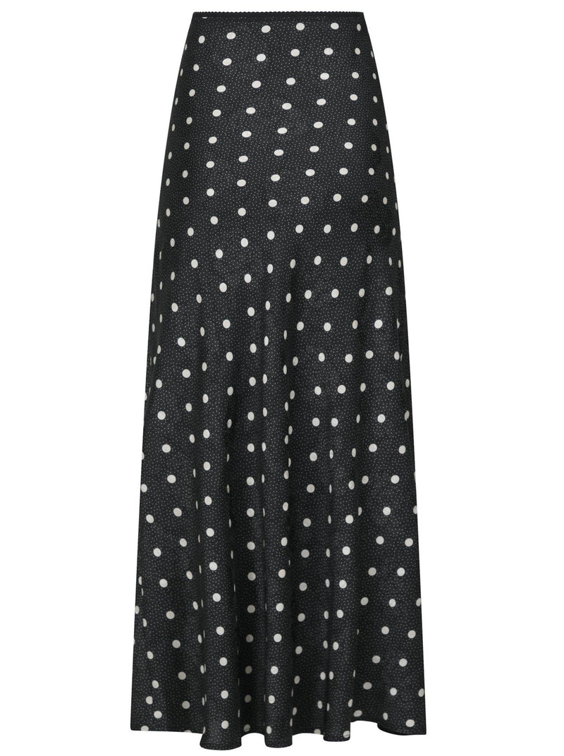 Neo Noir Lola Retro Dot Long Nederdel Black