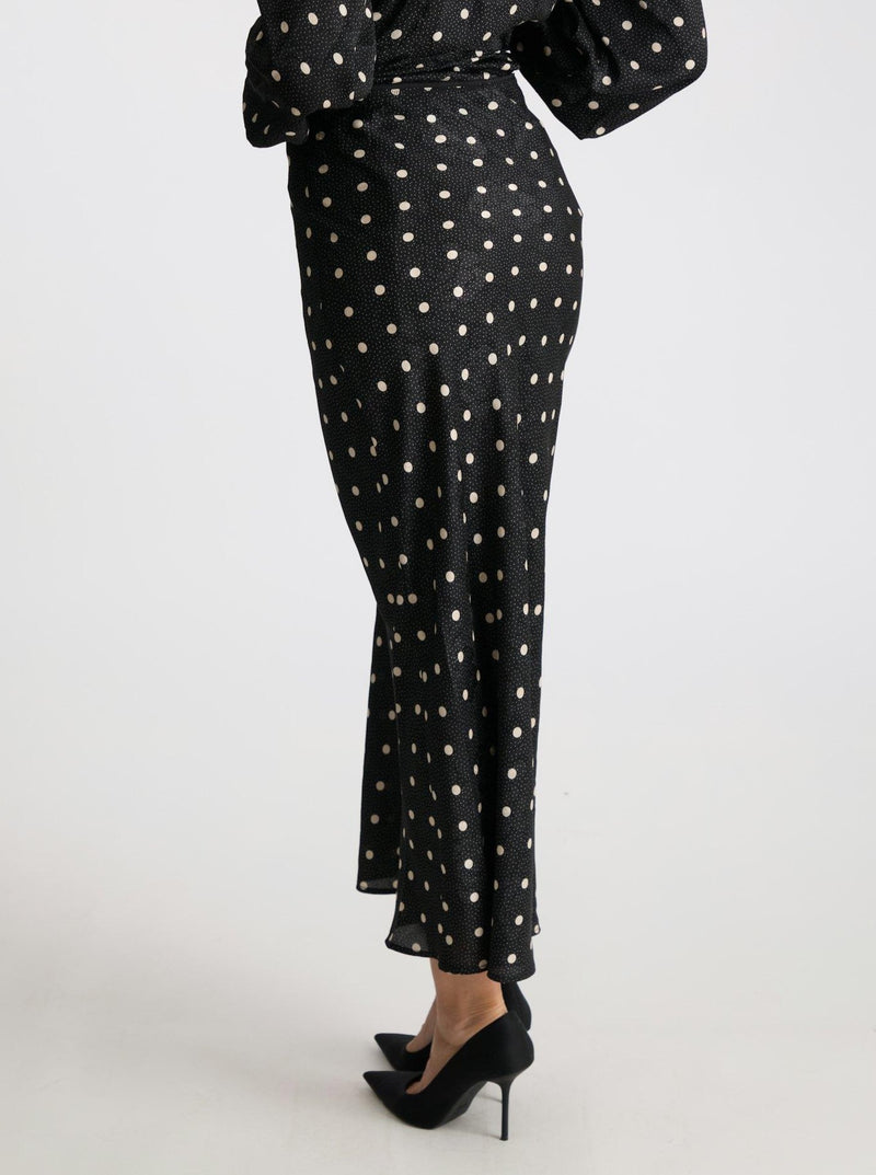 Neo Noir Lola Retro Dot Long Nederdel Black