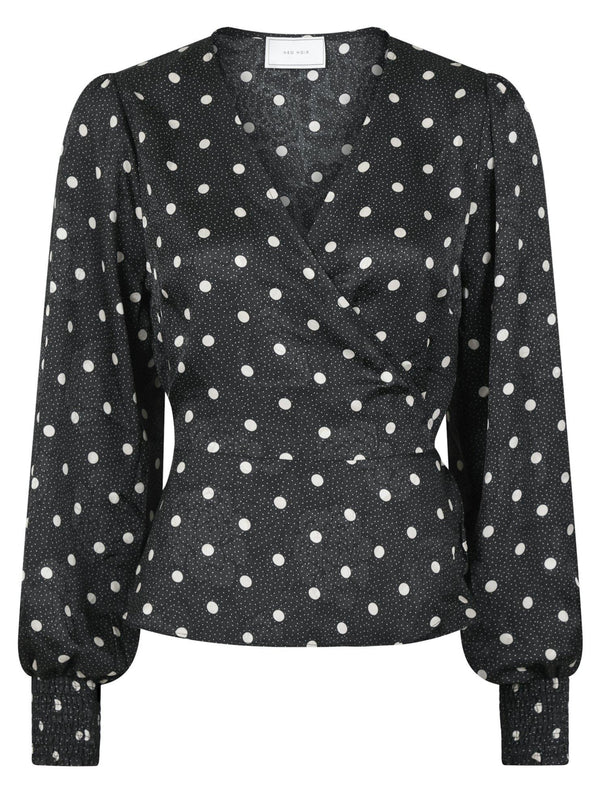 Neo Noir Merry Retro Dot Bluse Black