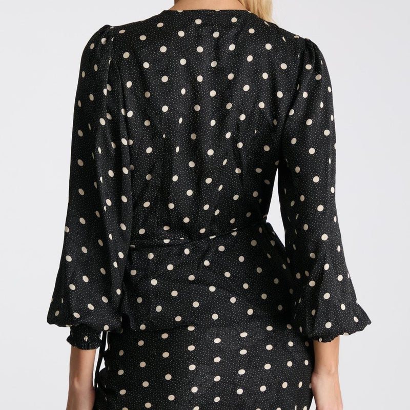 Neo Noir Merry Retro Dot Bluse Black